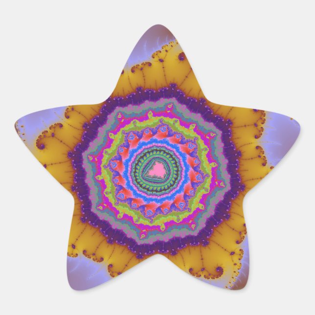 Adesito Estrela Aniversário Fractal Dourado e Roxo (Frente)