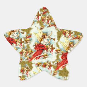 Adesito Estrela Anjos cristãos & querubins do Natal do vintage