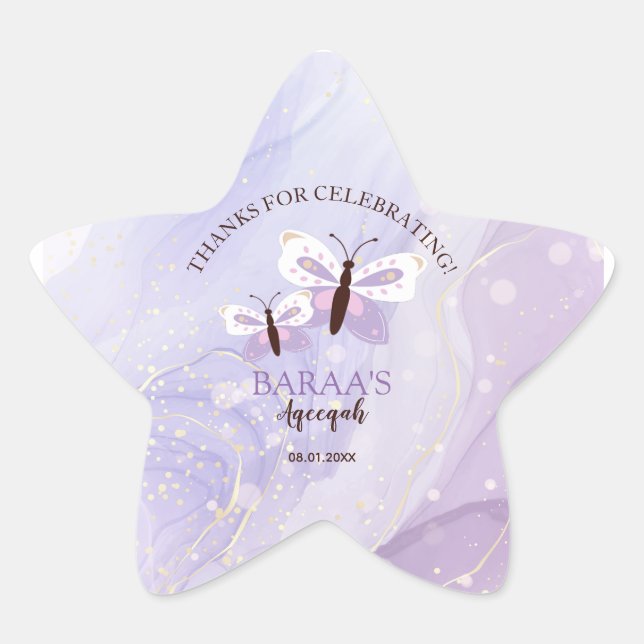 Adesito Estrela Aqeeqah Star Stickers Purple Butterfly Favor (Frente)