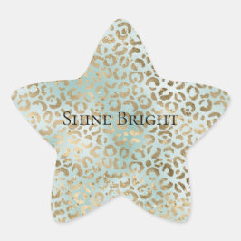 Adesito Estrela Aqua Mint Dourada Glitz Sparkle Leopard Impressão