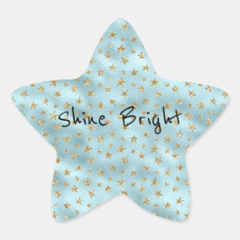 Adesito Estrela Aqua Mint Dourado Glitter Stars