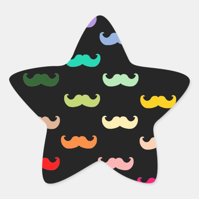 Adesito Estrela Arco-Íris Colorido com bigode a preto (Frente)