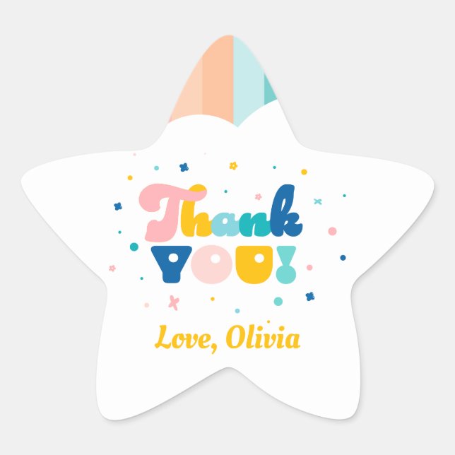 Adesito Estrela Arco-íris do Tema da Festa de aniversário Divertid (Frente)