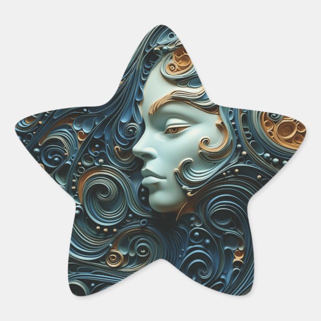 Adesito Estrela Arte 3D da Mulher Moonlit (Frente)