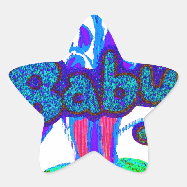 Adesito Estrela Arte Azul Suave Com Ciano: Toque De Bebê. (Frente)
