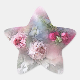 Adesito Estrela Arte de Aquarela Personalizada Rosas Vermelhas Ros