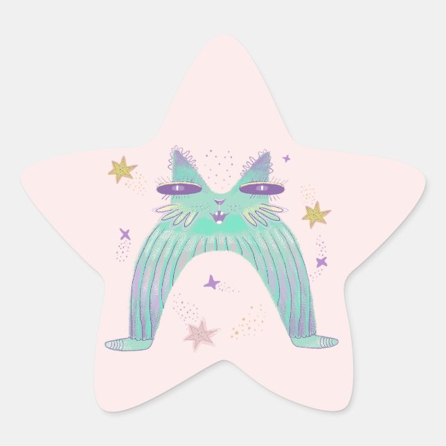 Adesito Estrela arte de gato arco-íris (Frente)