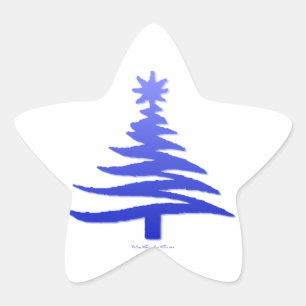 Adesito Estrela Árvore de Natal Moderna Estêncil Impressão Azul