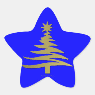 Adesito Estrela Árvore de Natal Moderna Estêncil Impressão Dourada