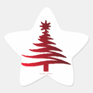 Adesito Estrela Árvore de Natal Moderna Estêncil Impressão Vermelh