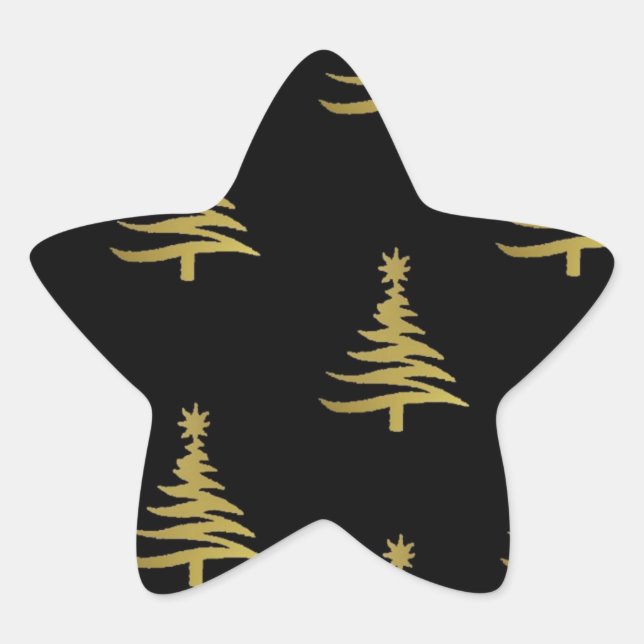 Adesito Estrela Árvores de Natal Douradas em Preto (Frente)