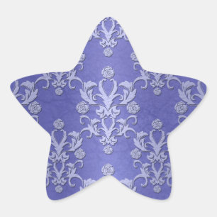 Adesito Estrela Azul Periwinkle Padrão Damask Floral Chique
