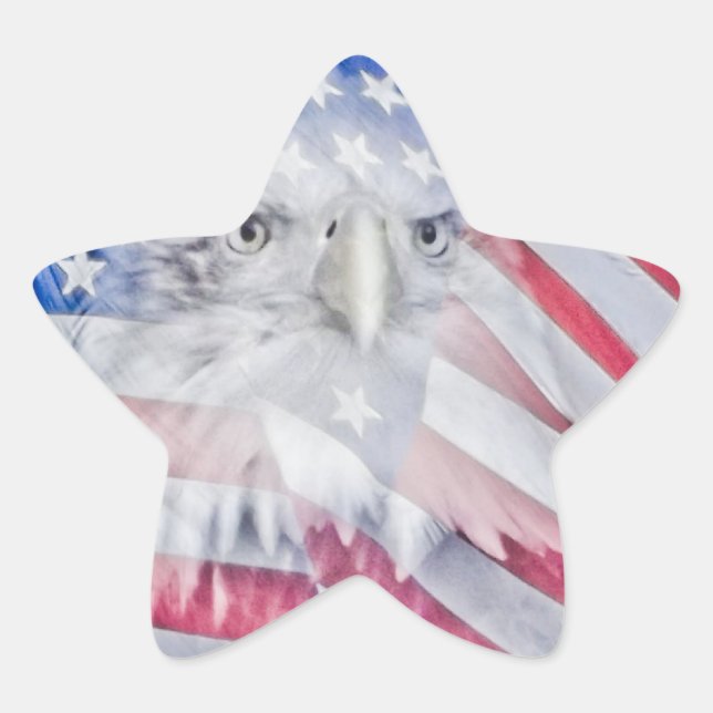 Adesito Estrela Bald Eagle Head e American Flag (Frente)