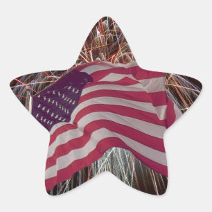 Adesito Estrela Bandeira Americana e Fogos de Artifício
