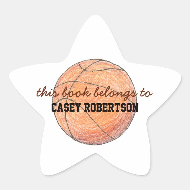 Adesito Estrela Basketball personalized bookplates for kids - star (Frente)