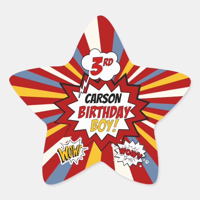 Adesito Estrela BD de Super Herói aniversário de 3 anos (Frente)