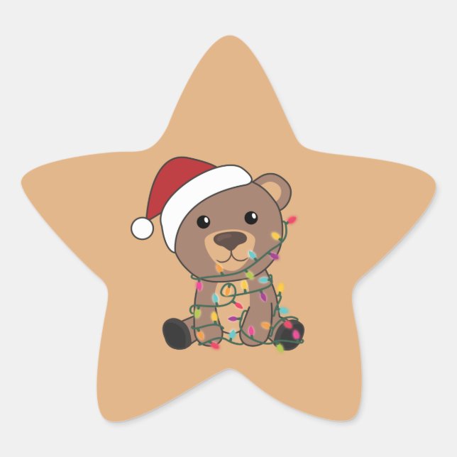 Adesito Estrela Bear Feliz Natal Animais de inverno Bears Star Sti (Frente)