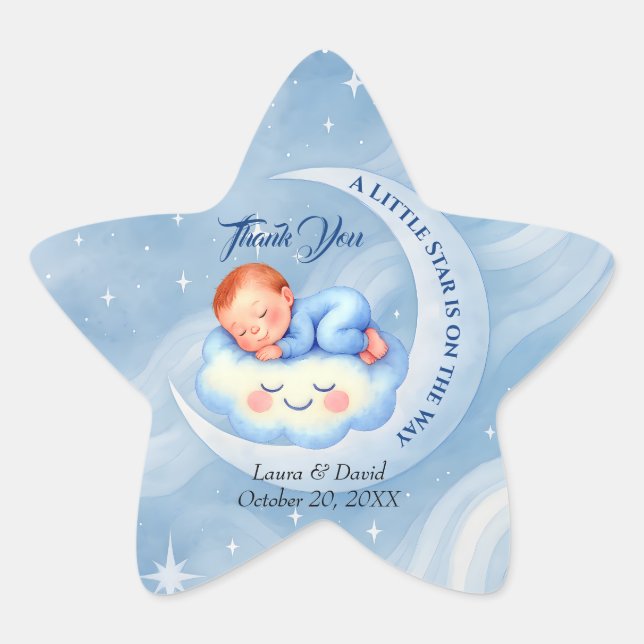 Adesito Estrela Bebê Chá Convidar Estrelas à Lua Aquarela (Frente)