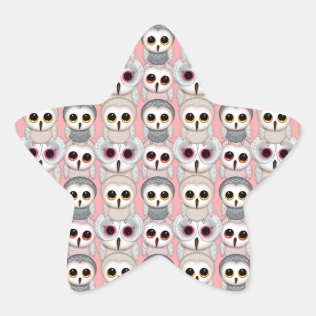 Adesito Estrela Bebês Corujas em Padrões Rosa (Frente)