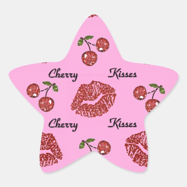 Adesito Estrela Beijos de Cereja Rockabilly RAB em Rosa (Frente)
