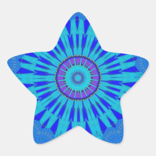 Adesito Estrela Bela Arte de Mandala Azul Real Impressa