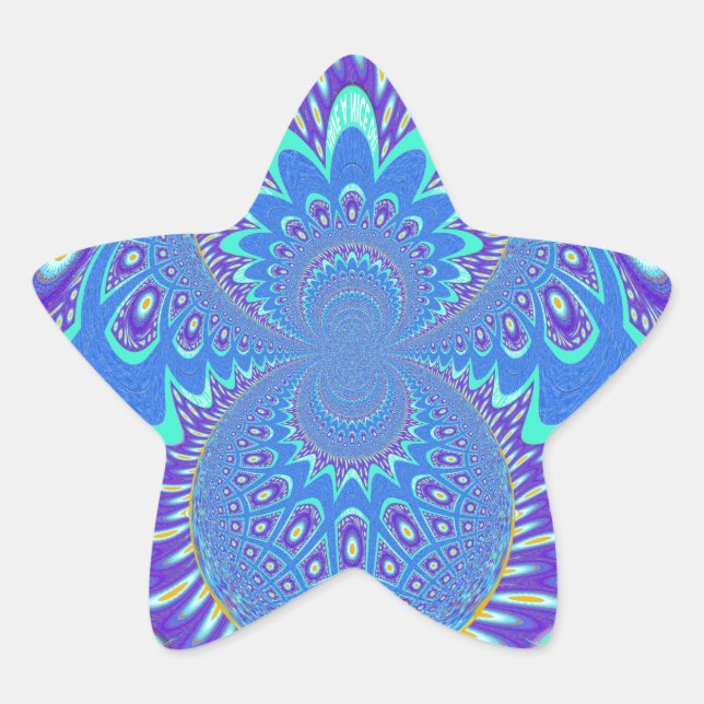 Adesito Estrela Belo design de vetor de caleidoscópio azul ciano (Frente)