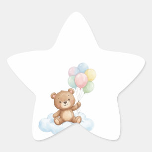 Adesito Estrela Bibe de Bebê Urso Teddy com Balões de Aquarela Fof