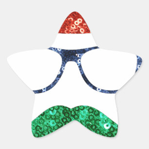 Adesito Estrela bigode de hipster de natal