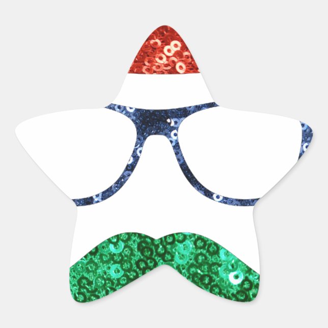 Adesito Estrela bigode de hipster de natal (Frente)