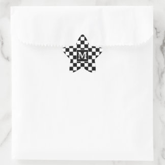 Adesito Estrela Black White Checkered Star Sticker Initial