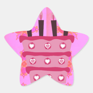 Adesito Estrela Bolo Floral de Aniversário para a Impressão de Art