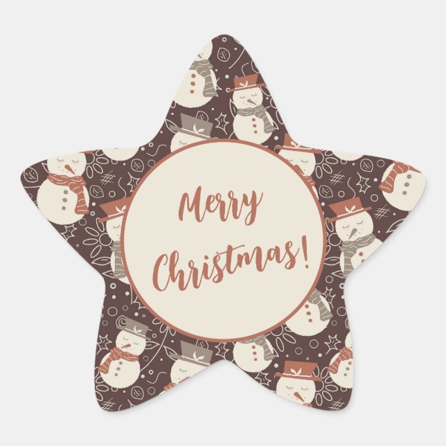 Adesito Estrela Bonecos de neve descontraídos - Feliz Natal! verme (Frente)
