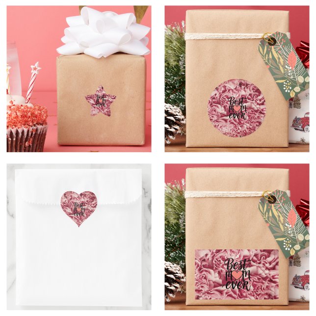 Adesito Estrela Bonito Elegante Rosa Melhor Mãe Alguma Vez Floral (Pretty Pink Elegant Best Mom Ever Floral Stickers)