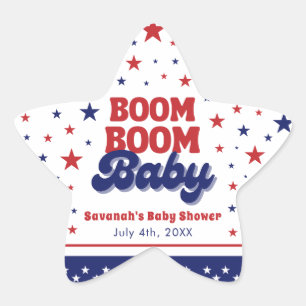 Adesito Estrela Boom Boom Baby 4 de julho Chá de fraldas Patriótic