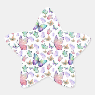 Adesito Estrela Borboletas de Aquarela Padrão Invisível
