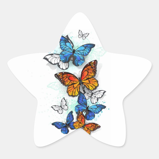 Adesito Estrela Borboletas voadoras Morpho e Monarca (Frente)