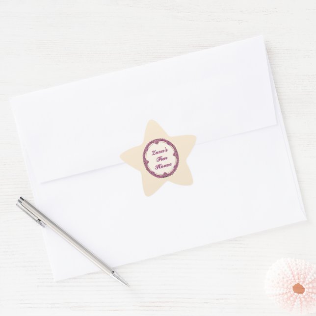 Adesito Estrela Borda Chique Roxo/Rosa E Creme Personalizar (Envelope)