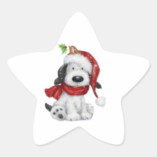 Adesito Estrela Cachorro de Natal bonito com Papai Noel e Scarf