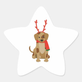 Adesito Estrela Cachorro vestindo Antlers e Scarf