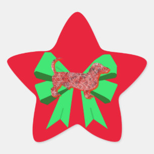 Adesito Estrela Cachshund Silhout Red & Green Arco Natal