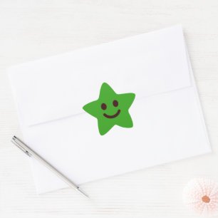Adesito Estrela Cara Sorridente Verde Fofa Clássica