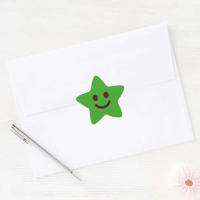 Adesito Estrela Cara Sorridente Verde Fofa Clássica (Envelope)