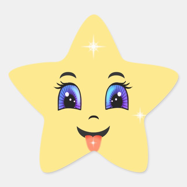 Adesito Estrela Carinha Feliz Amarela Fofa Emoji (Frente)
