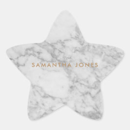 Adesito Estrela Carrara Branca Marble Clássico Dourado Personaliza
