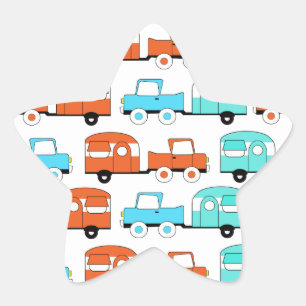 Adesito Estrela Carro vintage de acampamento retro da laranja de