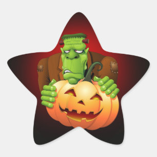 Adesito Estrela Cartoon Frankenstein Monster com Pumpkin