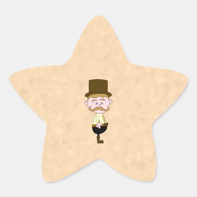 Adesito Estrela Cavalheiro com chapéu e bigode. Personalizado (Frente)