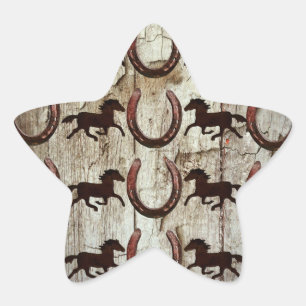 Adesito Estrela Cavalos ferradura em madeira de galinha