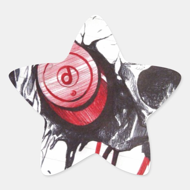 Adesito Estrela Caveira com Fones de ouvido (Frente)