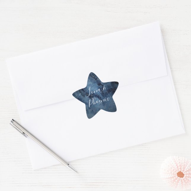 Adesito Estrela Celestial Night Sky | Selos de Envelope Silver Sta (Envelope)